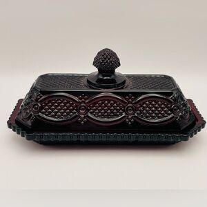 Avon, Vintage, The 1876 “Cape Cod Collection”, Covered Butter Dish, Ruby Red